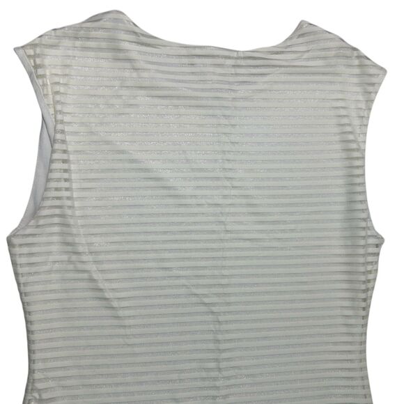 Anthropologie Silence + Noise White Striped Sparkly White Layered Dress Mini Med - Picture 6 of 12